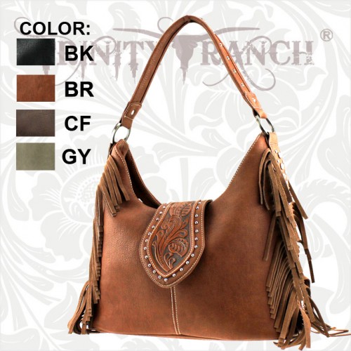 COWGIRL STYLE Trinity Ranch Rhinestone Studded Leather Fringe Tooled