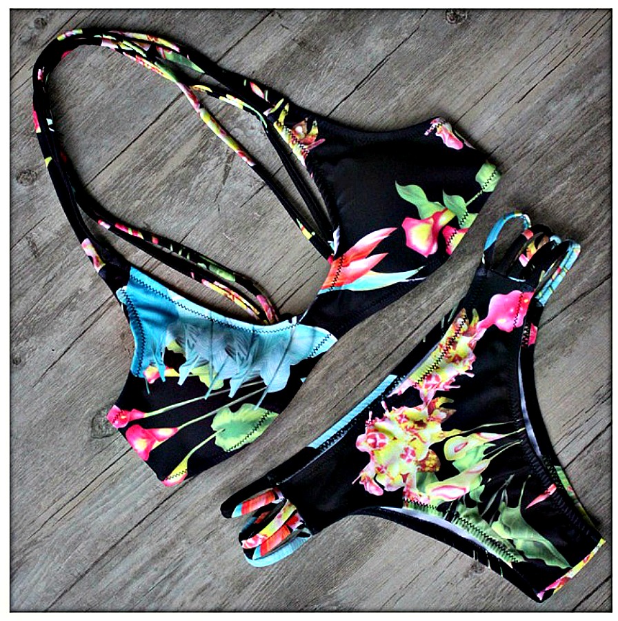 TROPIC HEAT BIKINI Tropical Floral Strappy Padded String Bikini