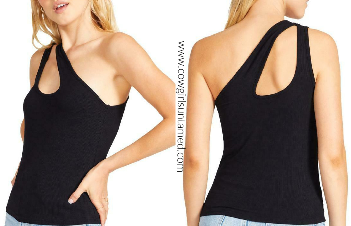 THE DAKOTA TOP Black One Shoulder Sleeveless Womens Shirt S-L