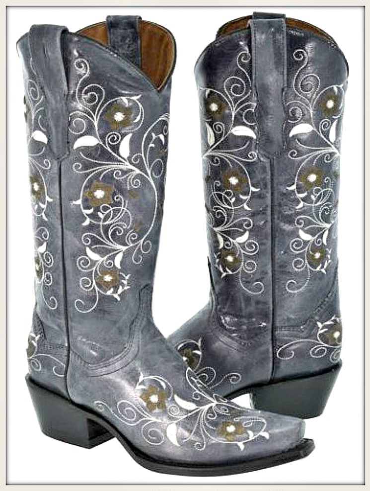 WILDFLOWER BOOTS Embroidered Brown Floral Blue GENUINE LEATHER Cowgirl Boots SIZES 5-10.5