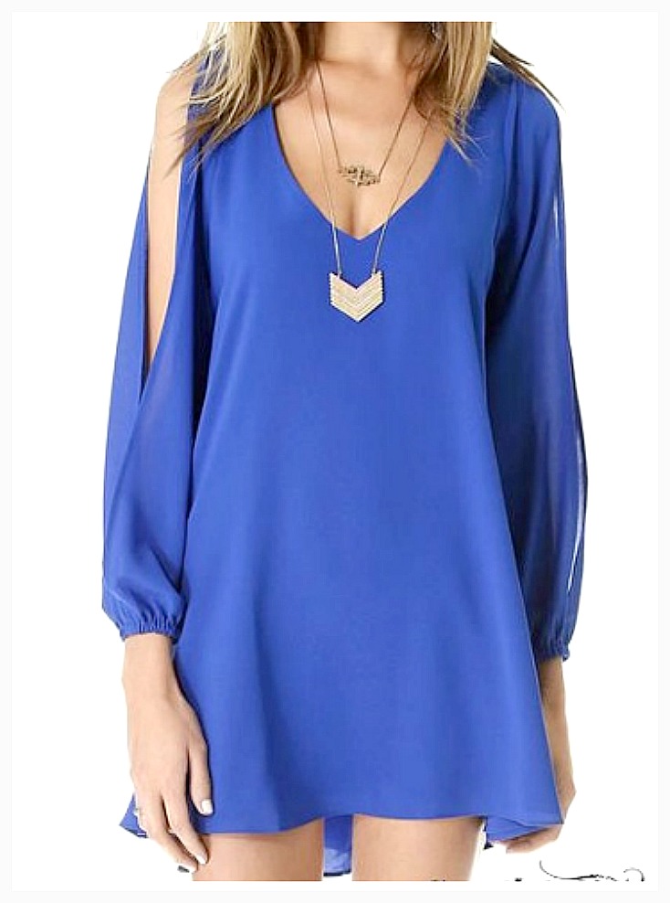 COWGIRL GYPSY DRESS Blue Open Slit Sleeve High Low Mini Dress / Tunic Top  ONLY 2 LEFT S or M