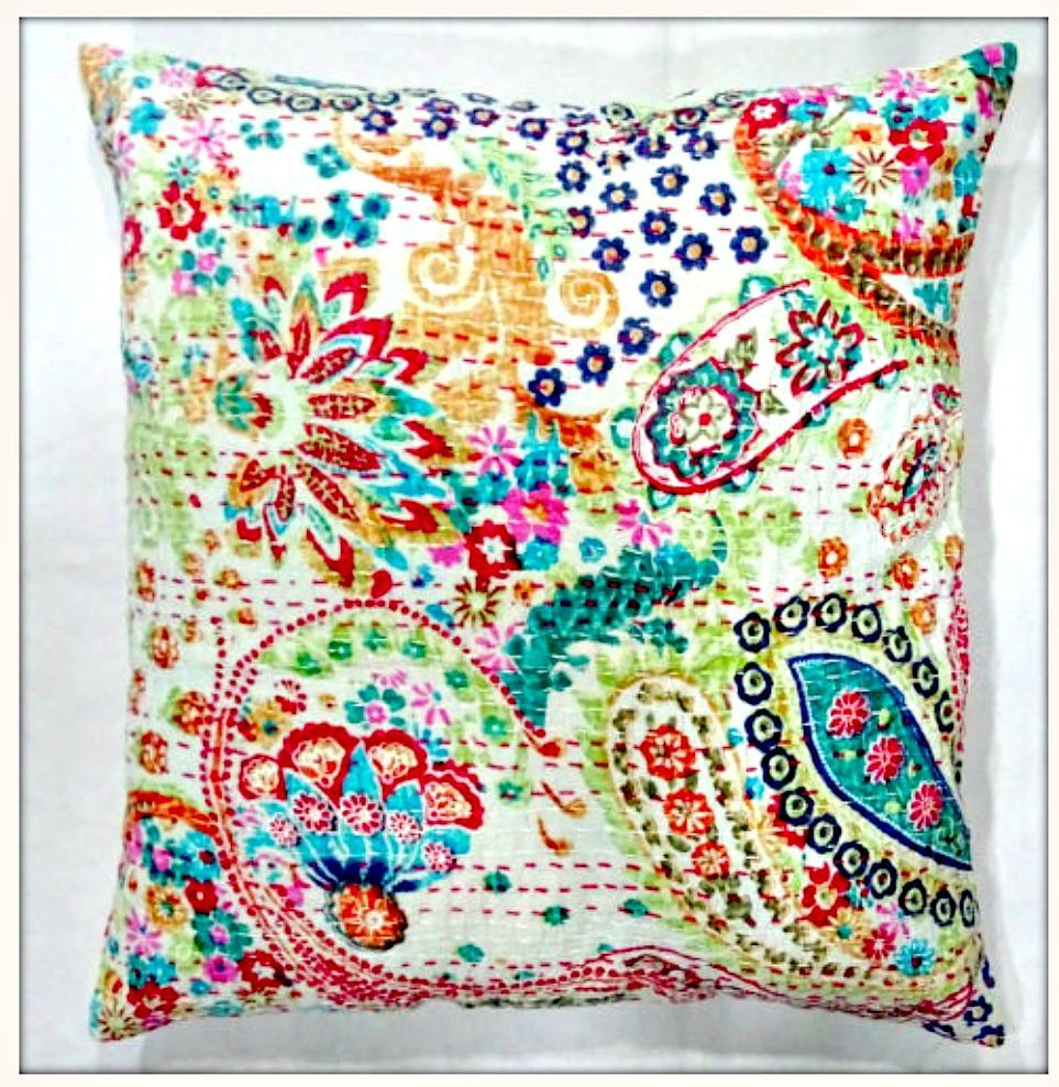 BOHEMIAN COWGIRL HOME Multi Color Paisley Floral Quilt Throw Pillow Case