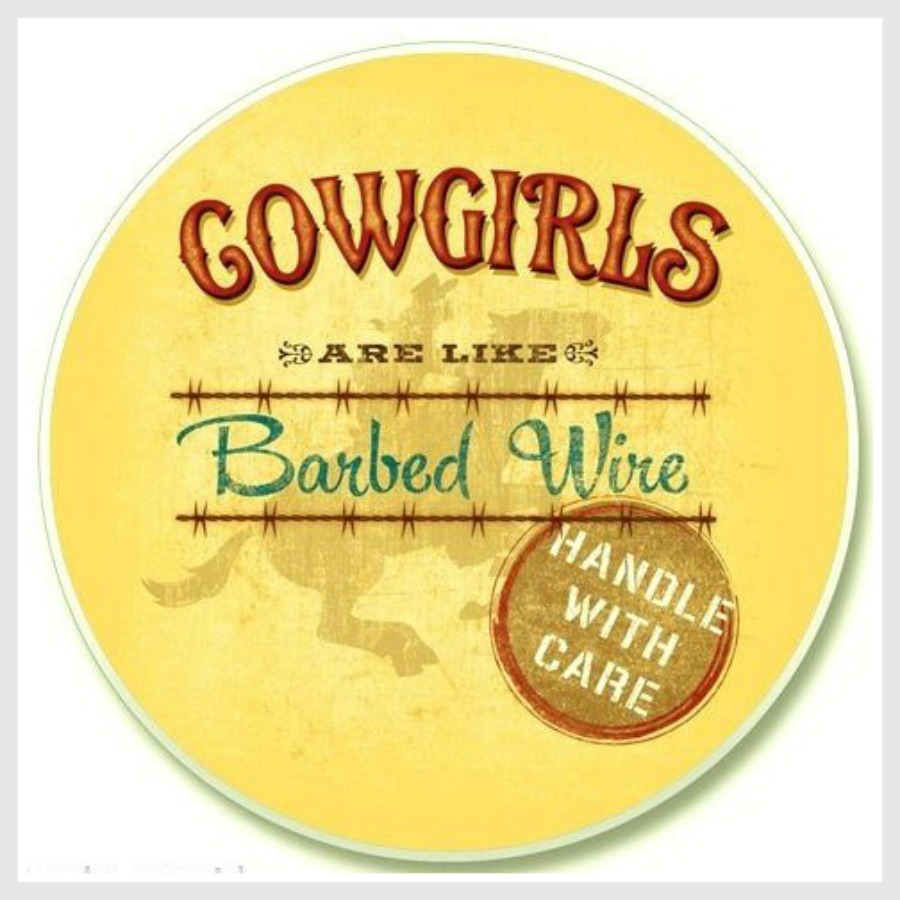 WESTERN COWGIRL HOME DECOR "Cowgirls Are Like Barbed Wire  Handle With Care" Truck Coaster for Cup Holders