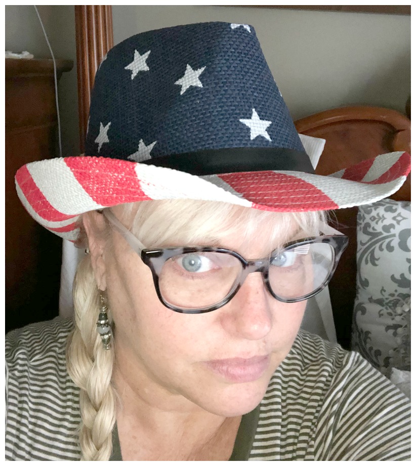 AMERICAN PRIDE HAT Red White & Blue Stars and Stripes w/ Hatband Straw Flag Hat- only 2 left!