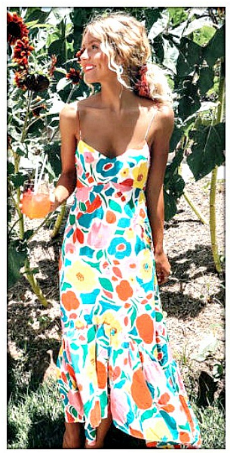 THE EVERLY DRESS Multi Color Floral Sleeveless Boho Summer Midi Dress 3 LEFT M, L, XL