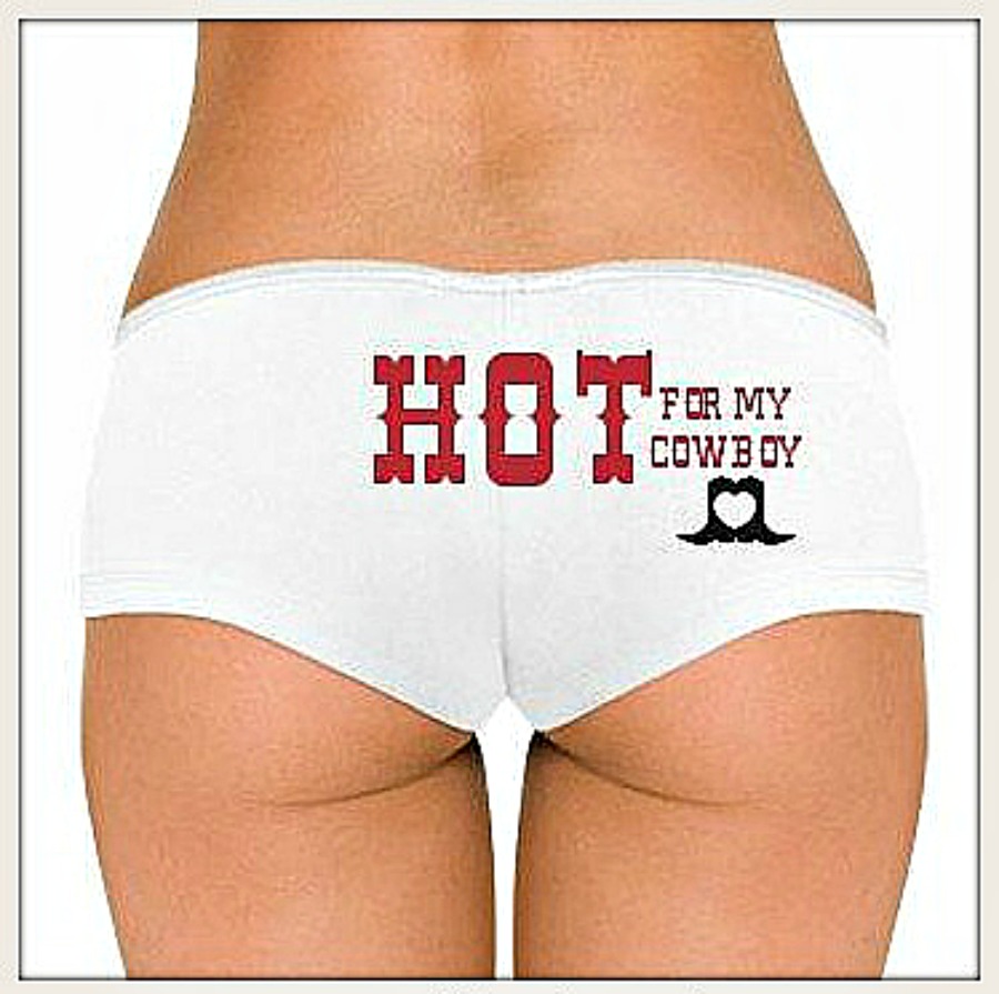 COWGIRL ATTITUDE PANTY "HOT For My Cowboy" with Heart Cutout Boots Western Panty Lingerie Boy Shorts