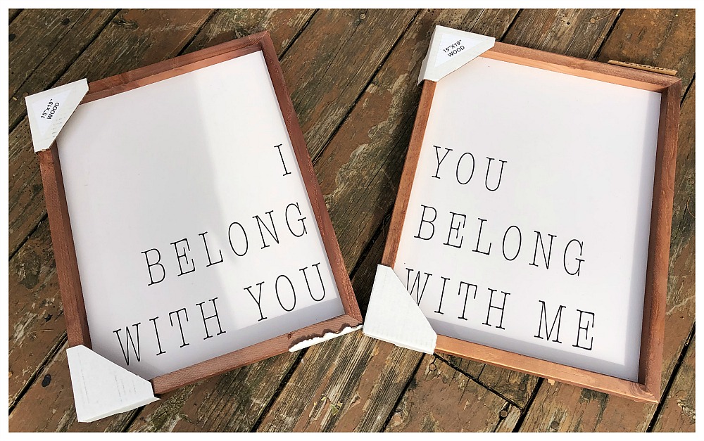 FARMHOUSE STYLE DECOR "You Belong With Me " & "I Belong With You" Wood Sign Set