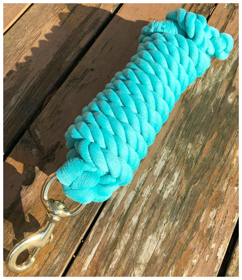 HORSE TACK Heavy Cotton Turquoise Horse Lead Rope with Brass Snap