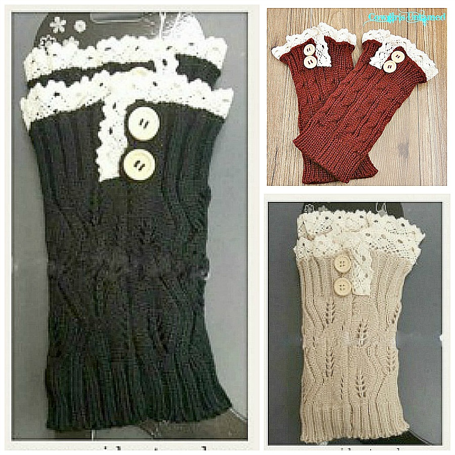 COWGIRL GYPSY BOOT CUFF Cream Crochet Lace Wood Button Boot Cuffs Leg Warmers 3 COLORS!