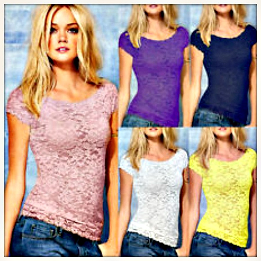 PRETTY in LACE TOP Lace Cap Sleeve Scoop Neck Western Top - LOTS of COLORS!