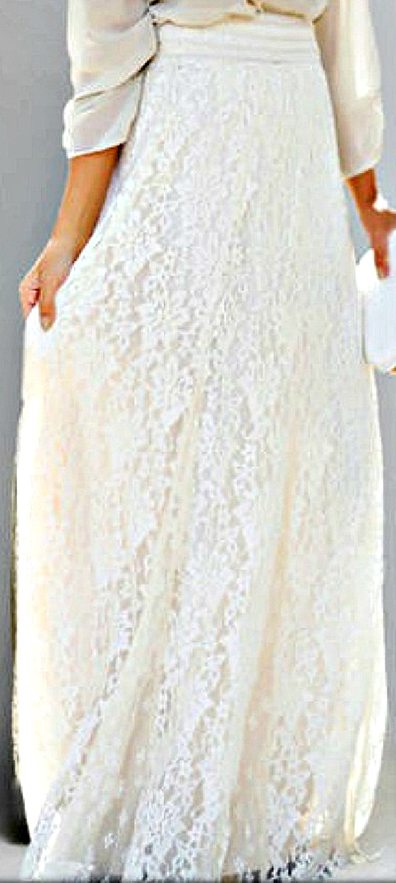 WILDFLOWER SKIRT Beautiful Lined White Lace Boho Maxi Skirt OS