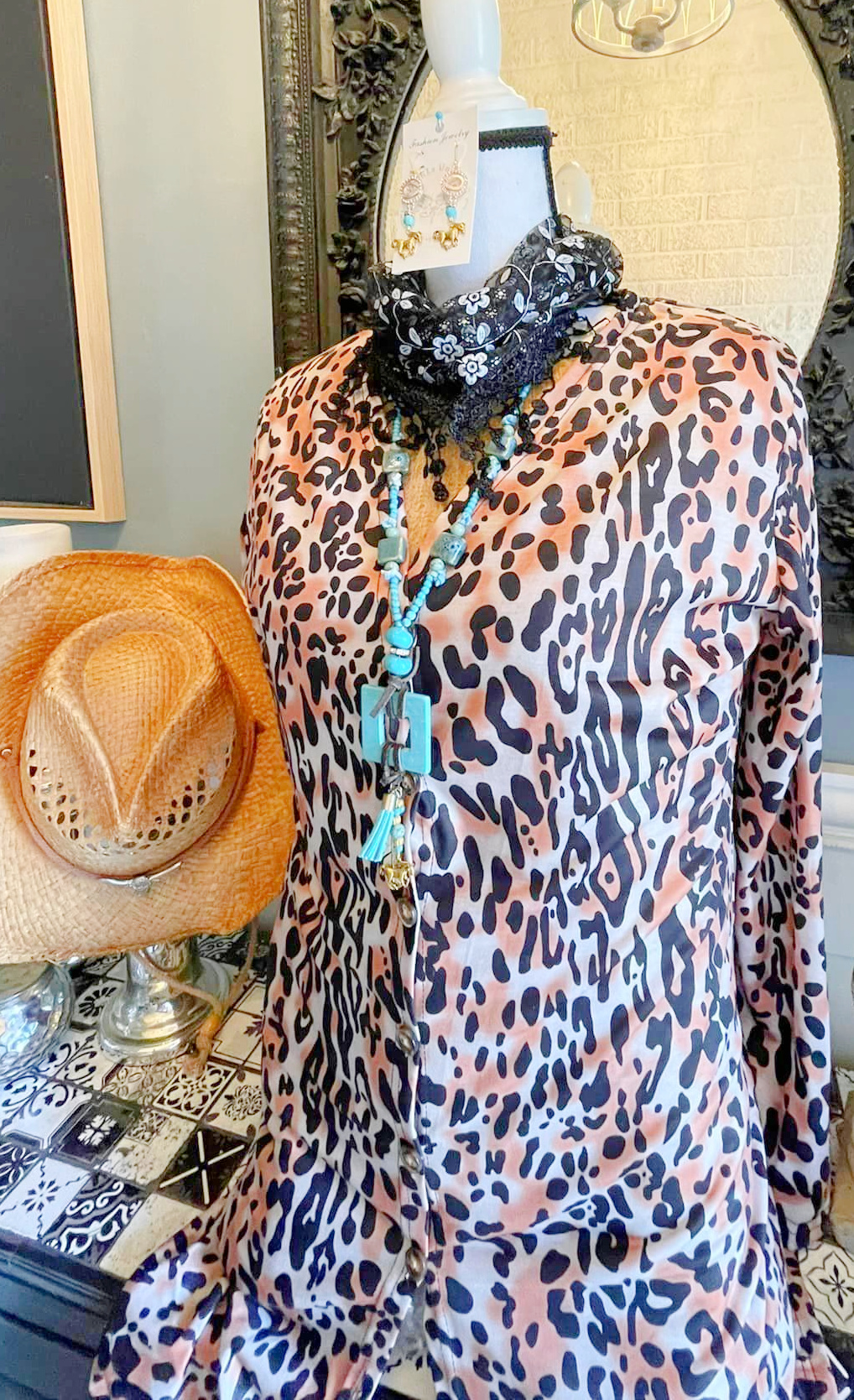 ON THE PROWL CARDI Tan Brown & Black Leopard Long Sleeve Button Front Cardigan ONLY 2 LEFT L & XL