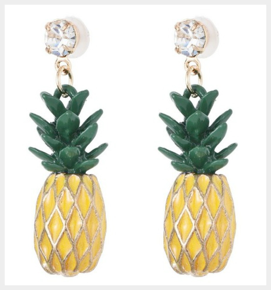 SOUTHERN BELLE EARRINGS Yellow Pineapple and Rhinestone Earrings