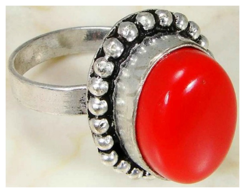 WESTERN COWGIRL RING 925 Sterling Silver Red Coral Gemstone Ring SIZE 8 LAST ONE
