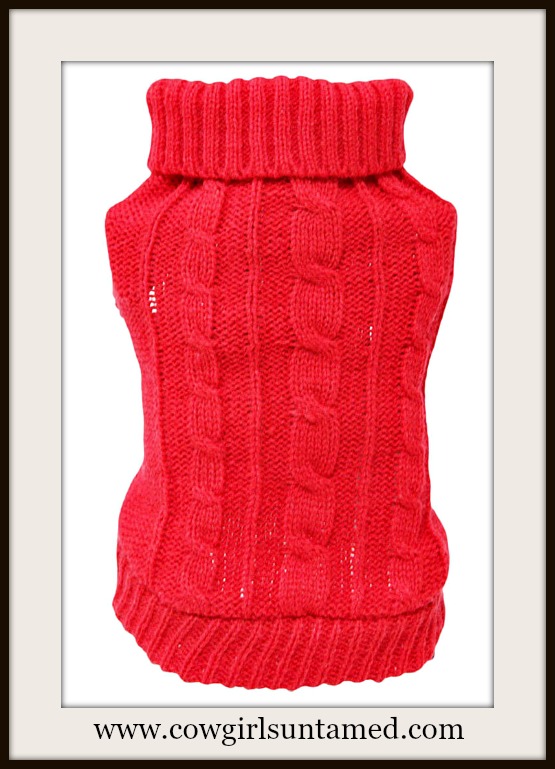 BLINGIN' BESTIES Red Knit Dog Sweater
