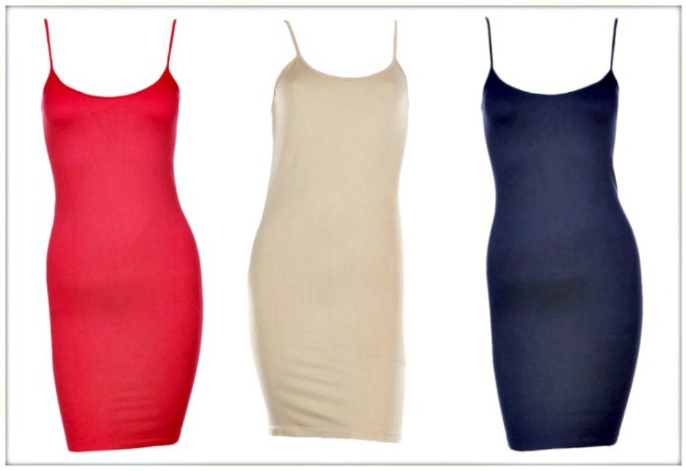 SEAMLESS SLIP DRESS Fitted Scoop Neck SEAMLESS Slip - Red, Navy, Nude