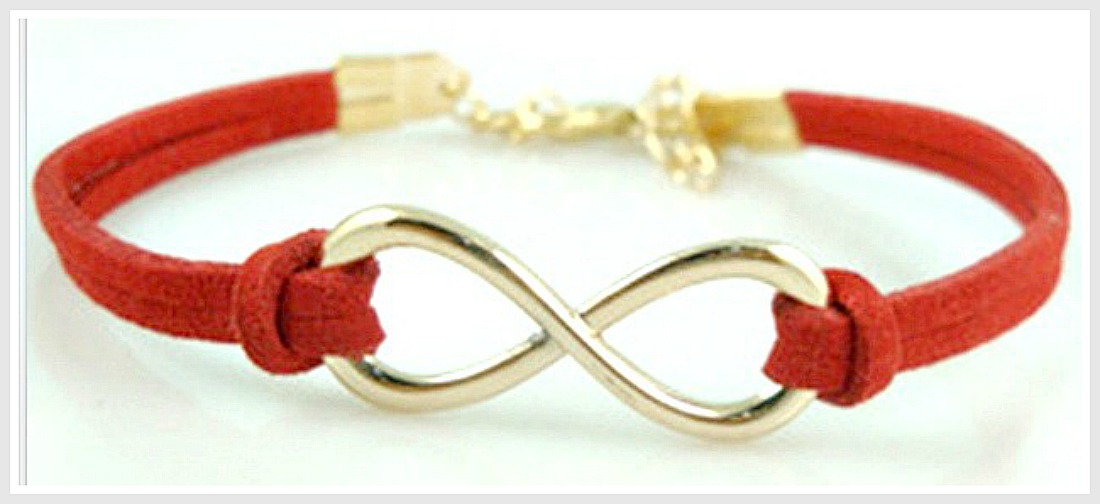 CHRISTIAN COWGIRL BRACELET Red Leather & Silver Infinity Charm Western Bracelet