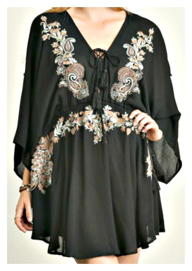 Black + Bright Floral Oversized Dolman