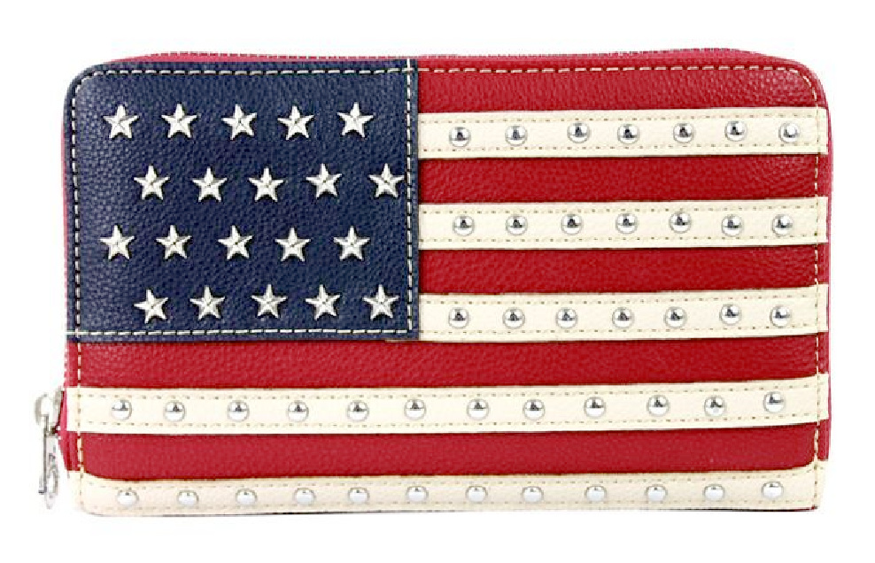 STAR SPANGLED BANNER WALLET Red White & Blue Stars & Striped USA American Flag Womens Wallet