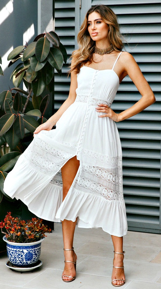 white midi dress boho