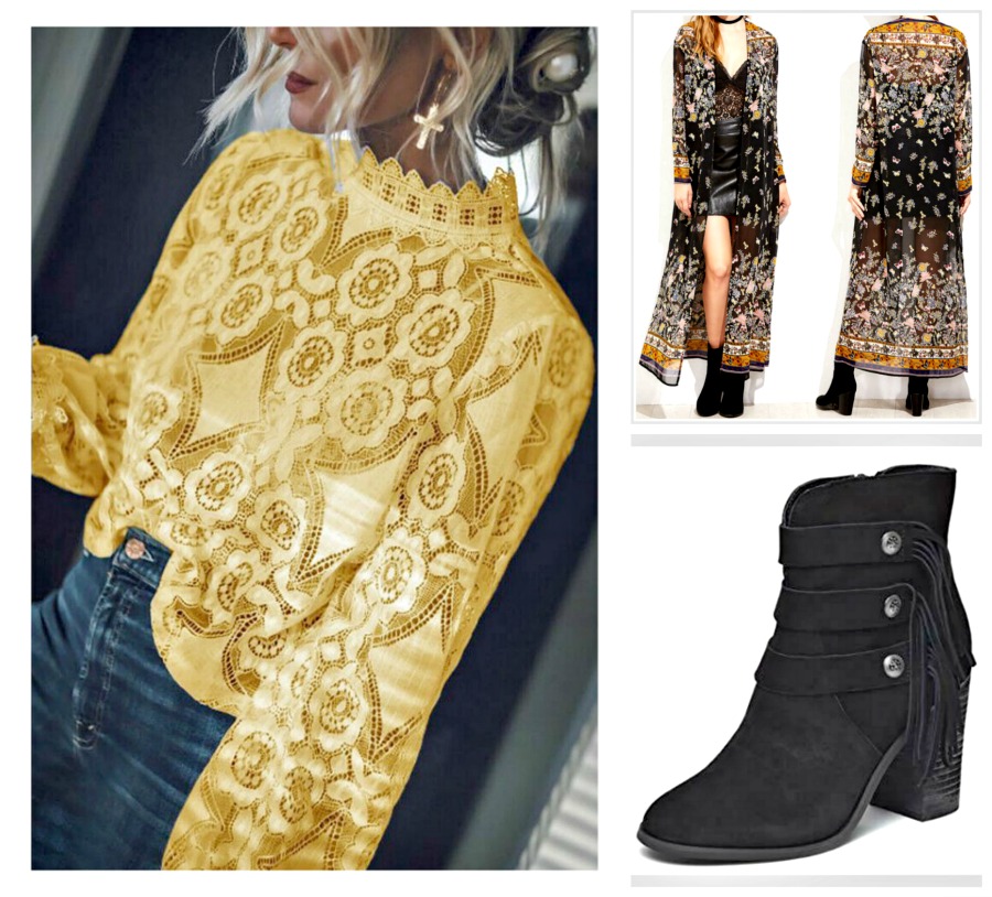 Long-Sleeve Top / Paid Long Skirt / Caramel Blouson  LLA0551