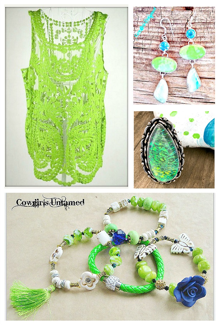 Sheer Crochet Lace Sleeveless Green Western Top Shirt Blouse, lace