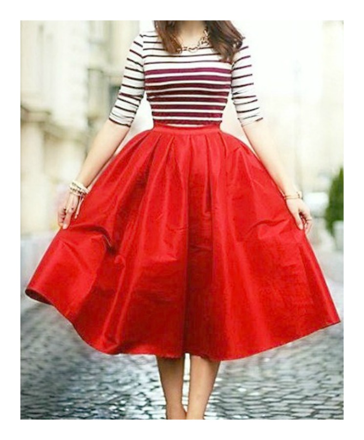 GOING GLAM SKIRT Womens Red Taffeta Holiday Midi Full Skirt LARGE ONLY